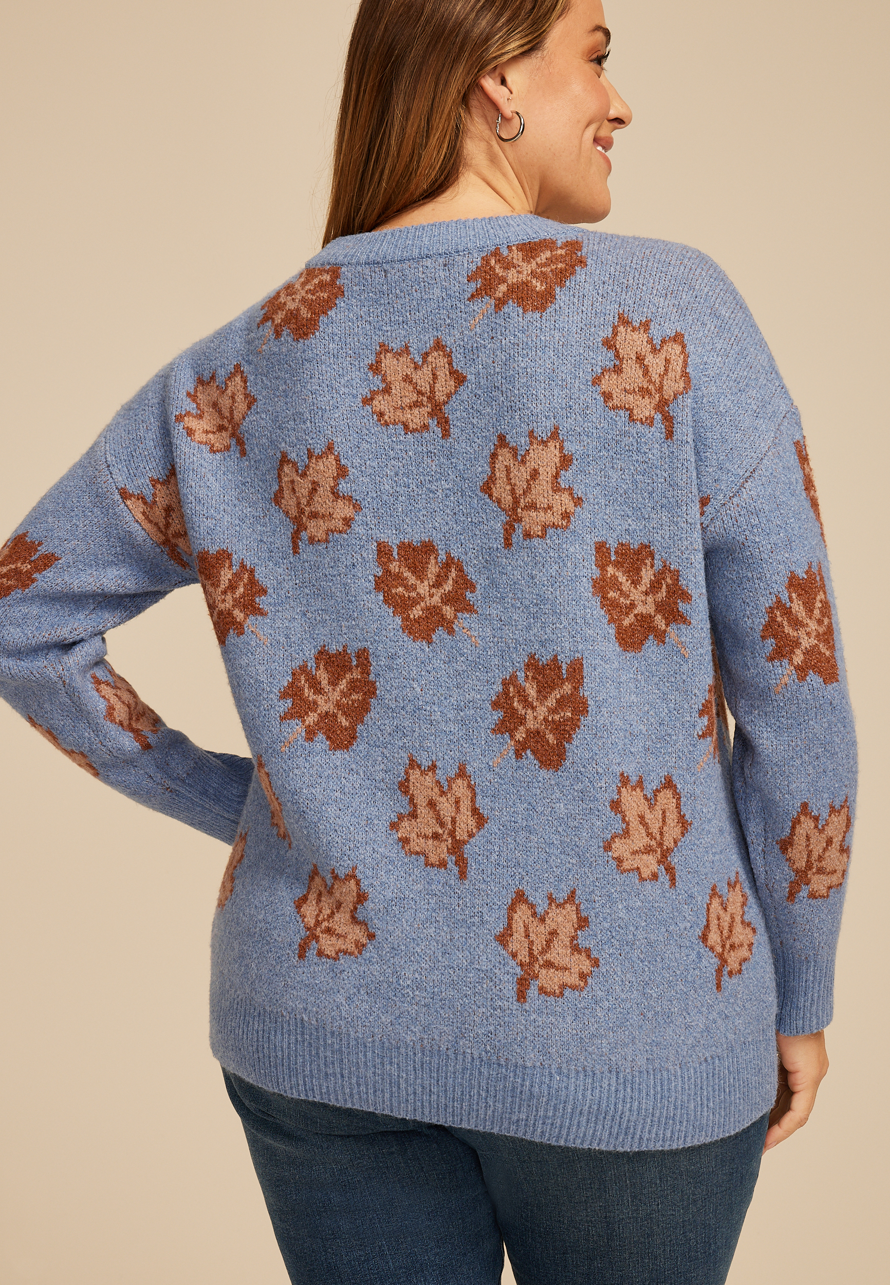 Plus Size Fall Leaves Sweater, , large