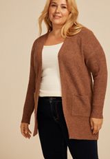 Plus Size 90s Waffle Knit Slouch Open Front Cardigan, C6330, small