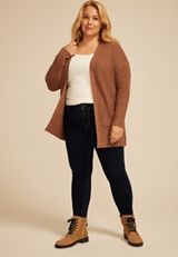Plus Size 90s Waffle Knit Slouch Open Front Cardigan, C6330, small
