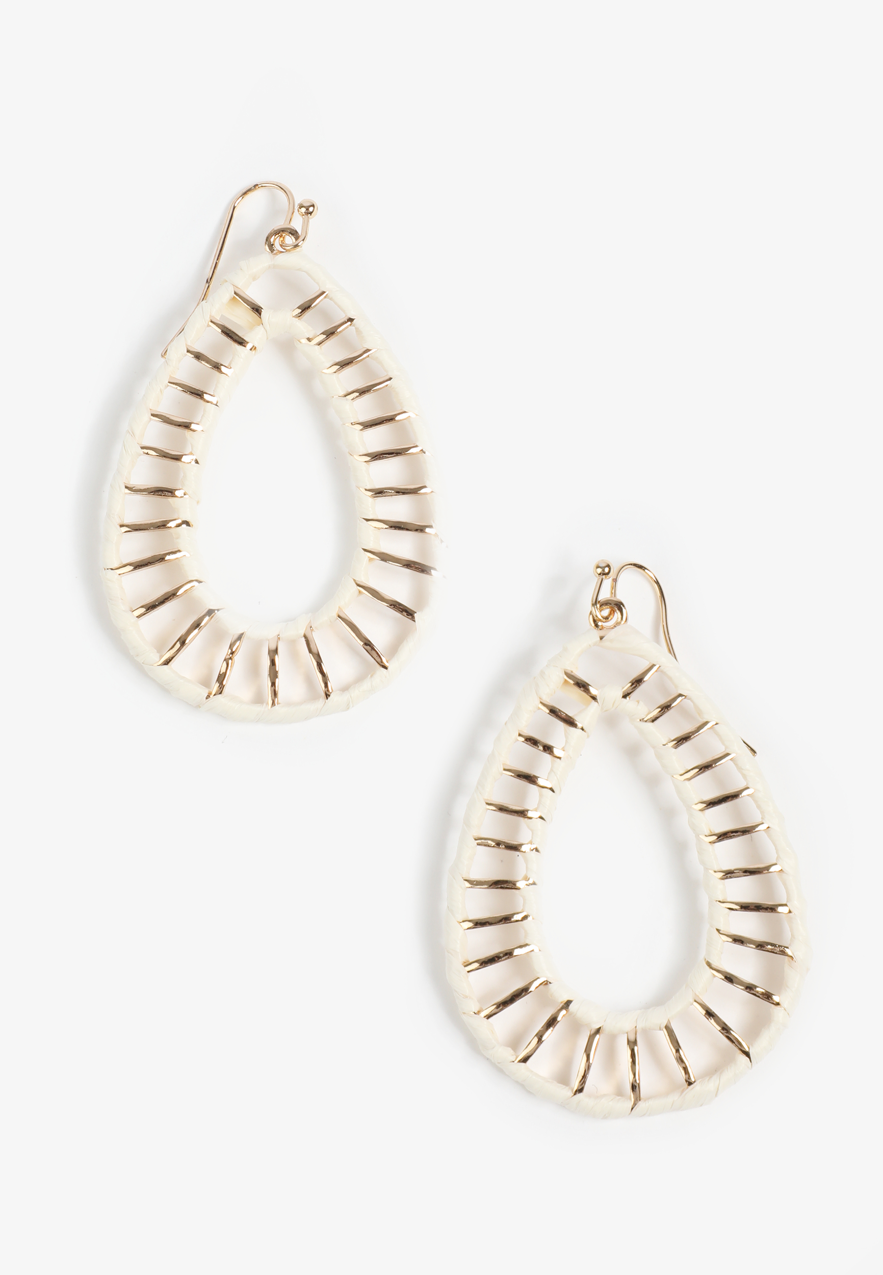 White Wrapped Border Earrings