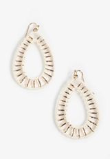 White Wrapped Border Earrings, C223, small