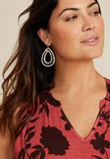 White Wrapped Border Earrings, C223, small