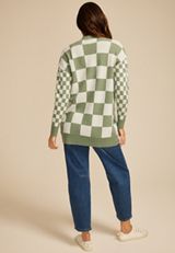 90s Checkered Open Front Cardigan, C4477, small