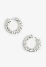 Silver Twisted Huggie Hoop Earrings, C431, small
