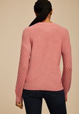 Honeycomb Sleeve Crew Neck Sweater, C6624, small
