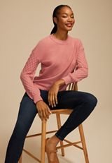 Honeycomb Sleeve Crew Neck Sweater, C6624, small