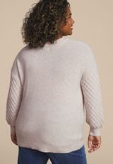 Plus Size Honeycomb Sleeve Crew Neck Sweater, C2445, small
