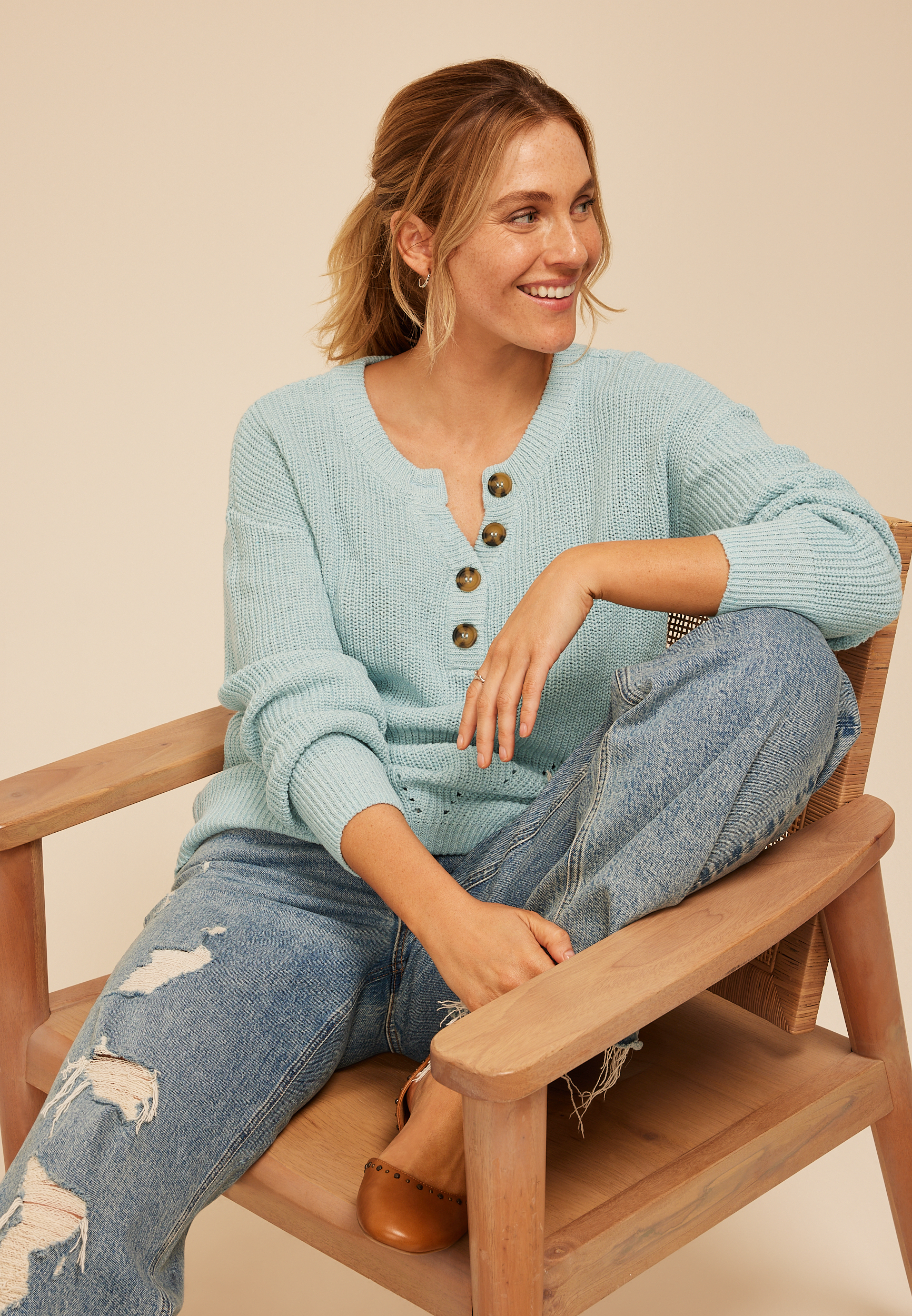 Slouchy Henley Sweater