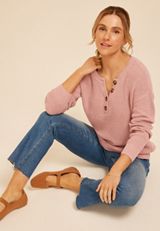 Slouchy Henley Sweater, C4291, small