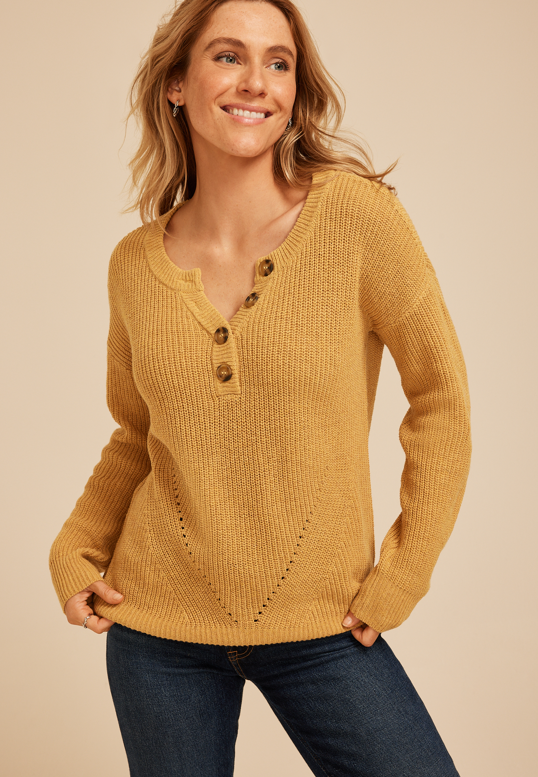 Slouchy Henley Sweater