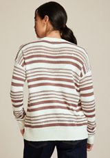 Striped Pointelle Button Front Cardigan, C9248, small