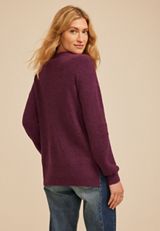 Slouchy V Neck Ribbed Sweater, C2108, small