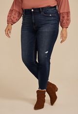 Plus Size Flying Monkey&trade; Mid Rise Ripped Hem Skinny Jean, C258, small