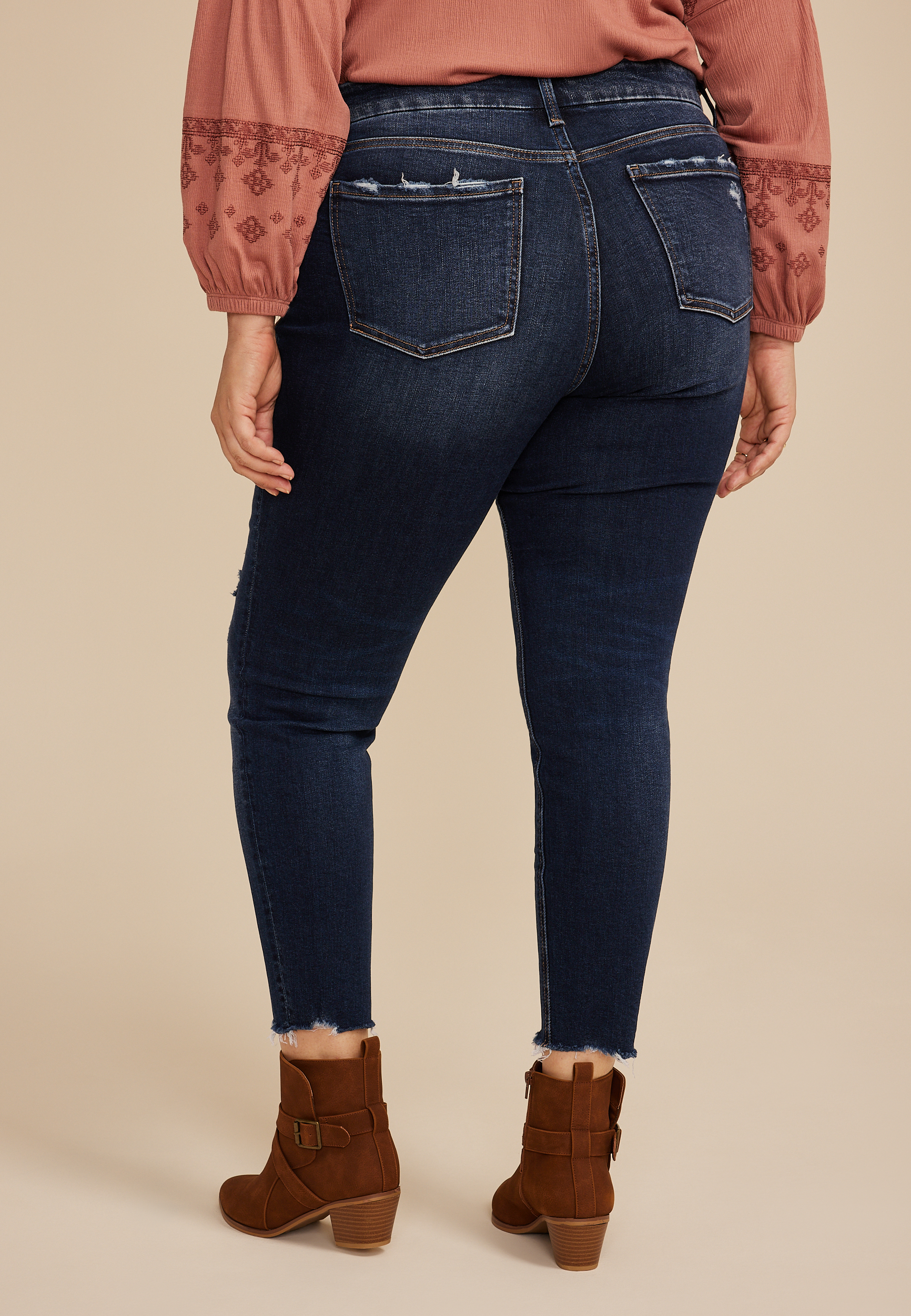Plus Size Flying Monkey&trade; Mid Rise Ripped Hem Skinny Jean, C258, large