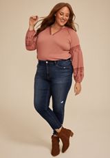 Plus Size Flying Monkey&trade; Mid Rise Ripped Hem Skinny Jean, C258, small