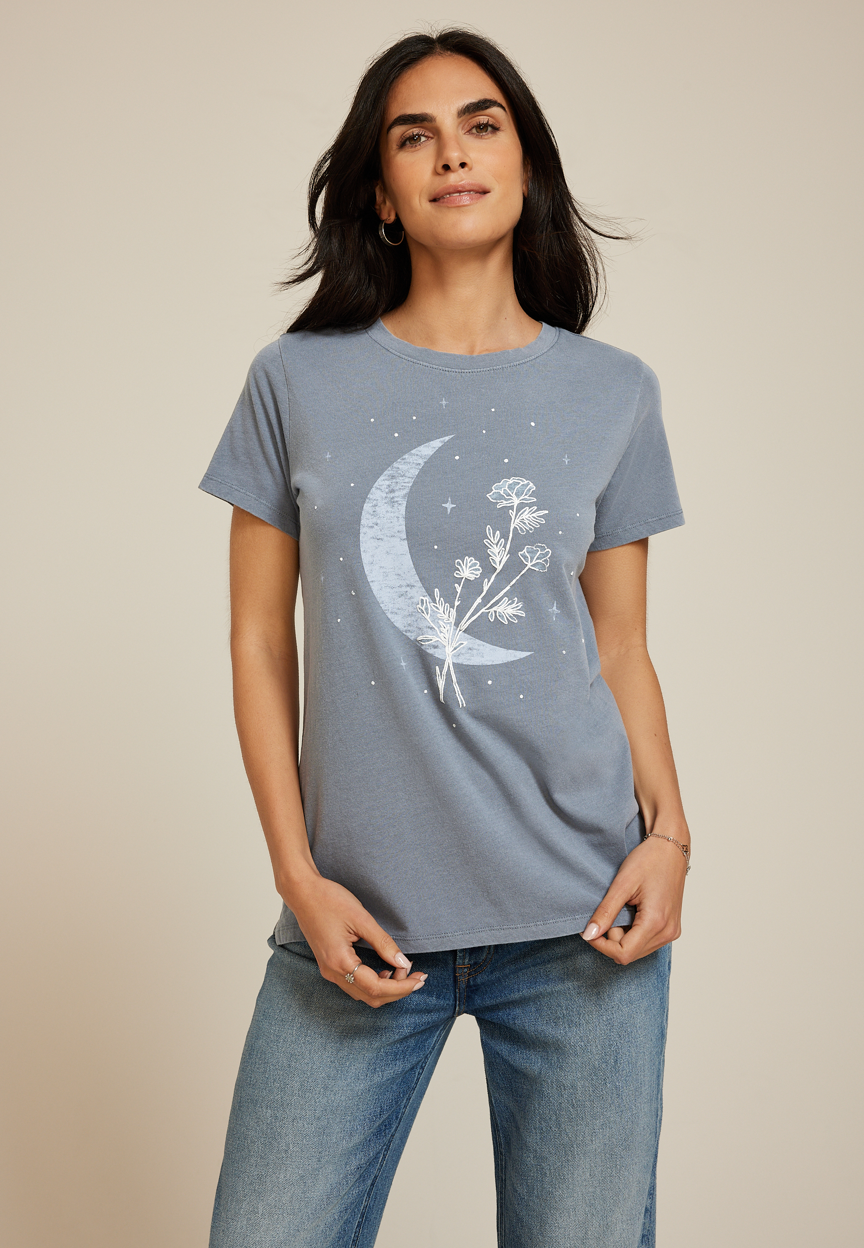 Floral Moon Classic Fit Graphic Tee