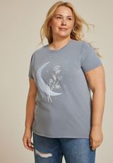 Plus Size Floral Moon Classic Fit Graphic Tee, C4656, small