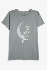 Plus Size Floral Moon Classic Fit Graphic Tee, C4656, small