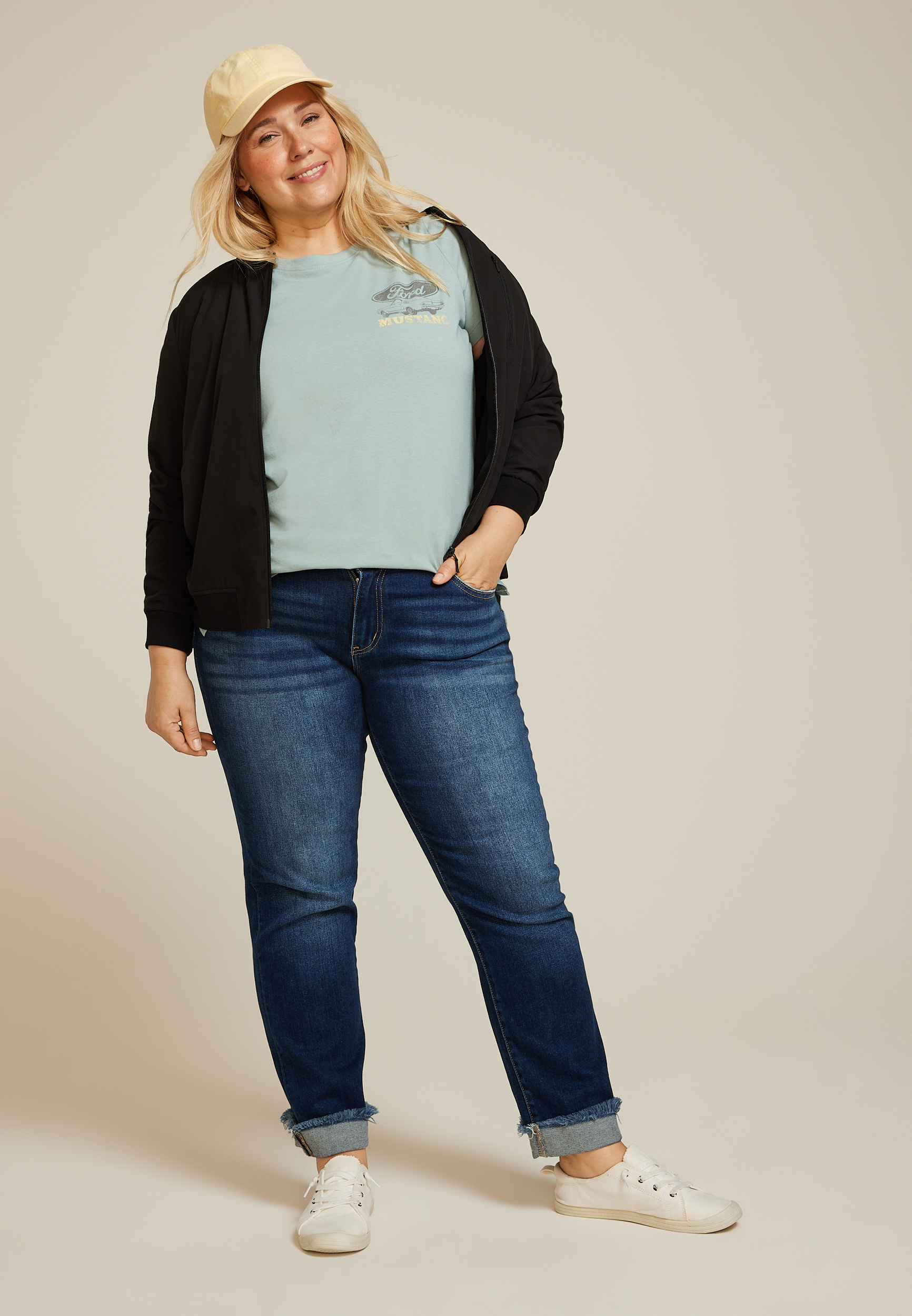 Plus Size Mustang Wild and Free Classic Fit Graphic Tee, SAGE FOG, large