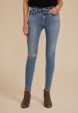 Flying Monkey&trade; Mid Rise Open Ripped Skinny Ankle Jean, C3337, small
