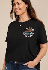 Plus Size Lake Days Bonfire Nights Oversized Fit Graphic Tee, C106, small