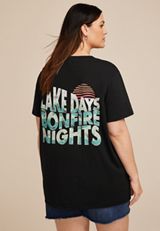 Plus Size Lake Days Bonfire Nights Oversized Fit Graphic Tee, C106, small