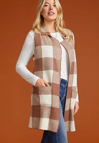 Whipstitch Plaid Blanket Kimono