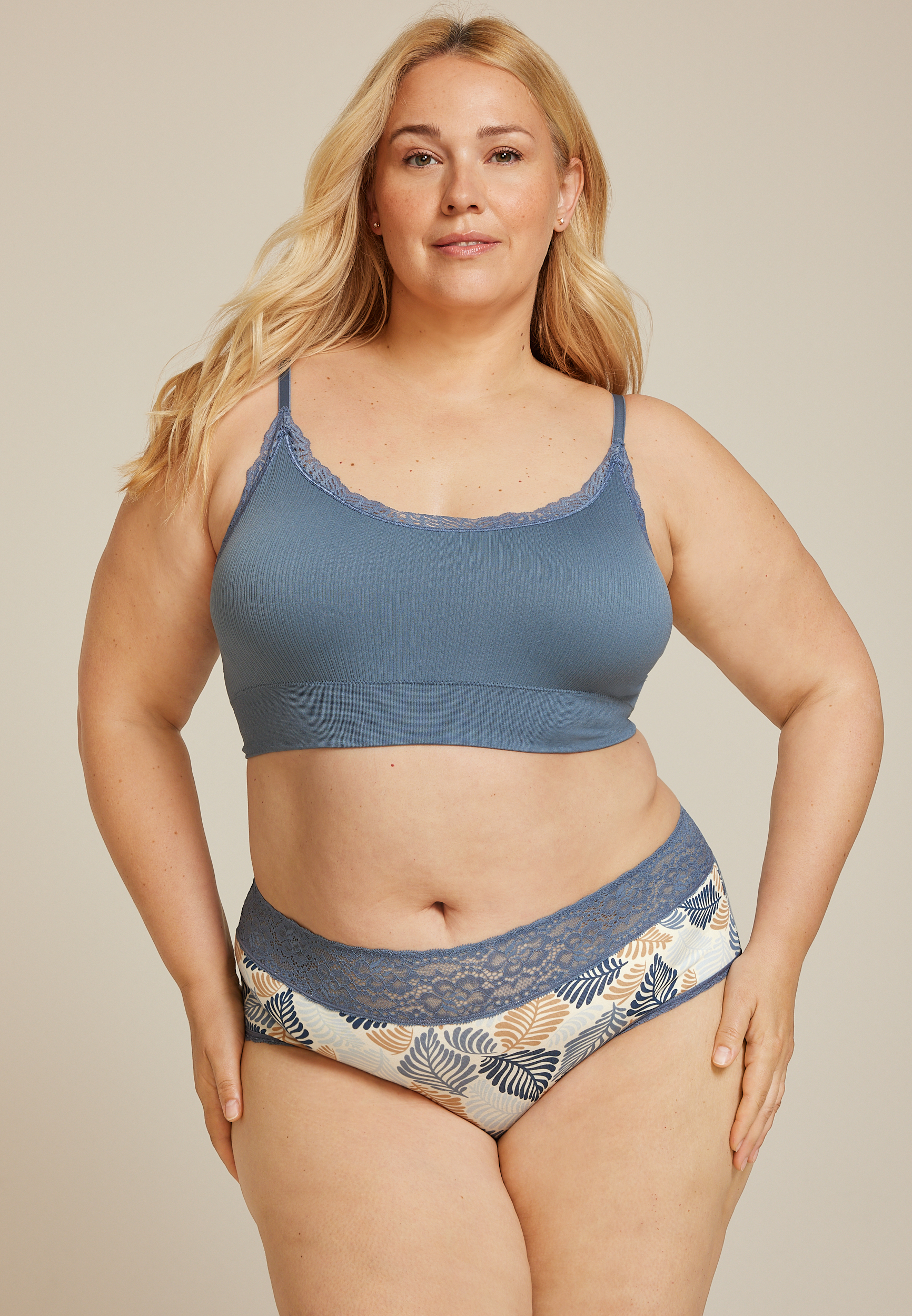 Simply Comfy Cotton Leaf Print Hipster Panty, C954, large