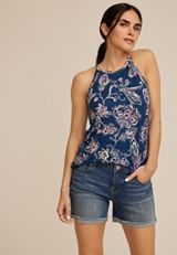 24/7 Mara Floral Halter Tank Top, C4131, small