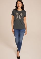 Lace Bow Classic Fit Graphic Tee, C1876, small