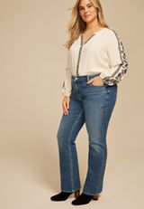 Plus Size Silver Jeans Co.&reg; Elyse Vintage Thick Stitch Mid Rise Bootcut Jean, C3337, small