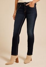 Silver Jeans Co.&reg; Dark Suki Curvy Mid Rise Luxe Stretch Straight Jean, C258, small
