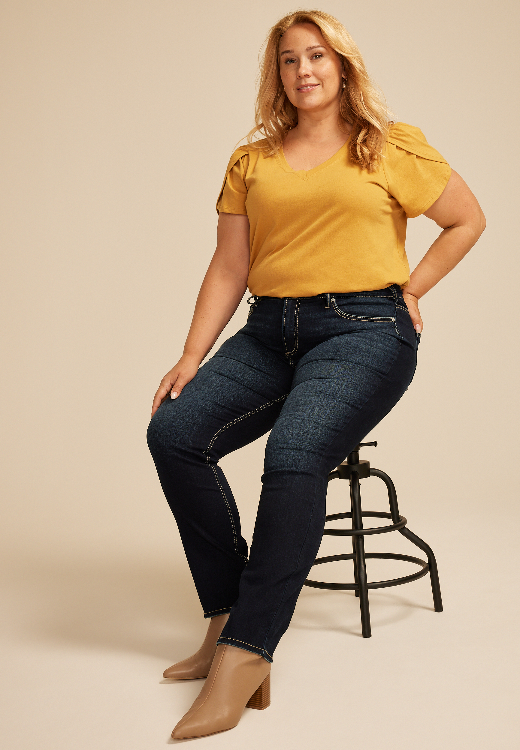 Plus Size Silver Jeans Co.® Dark Suki Curvy Mid Rise Luxe Stretch Straight Jean