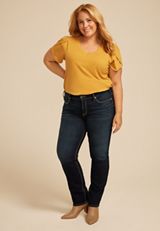Plus Size Silver Jeans Co.&reg; Dark Suki Curvy Mid Rise Luxe Stretch Straight Jean, C258, small