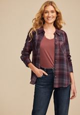 Pucker Plaid Button Down Shirt, C9765, small