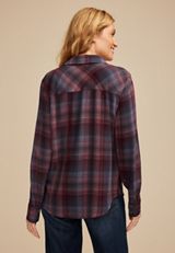 Pucker Plaid Button Down Shirt, C9765, small