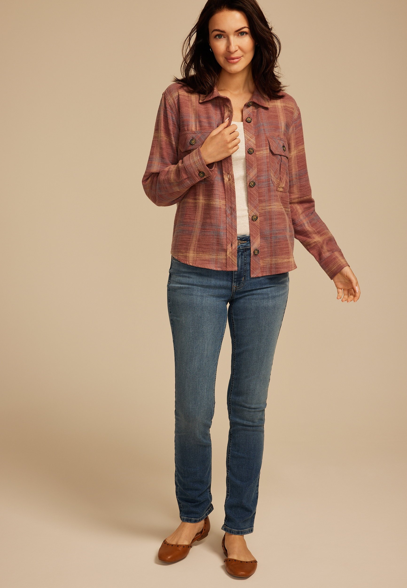 Shorty Utility Plaid Button Down Shirt, , large