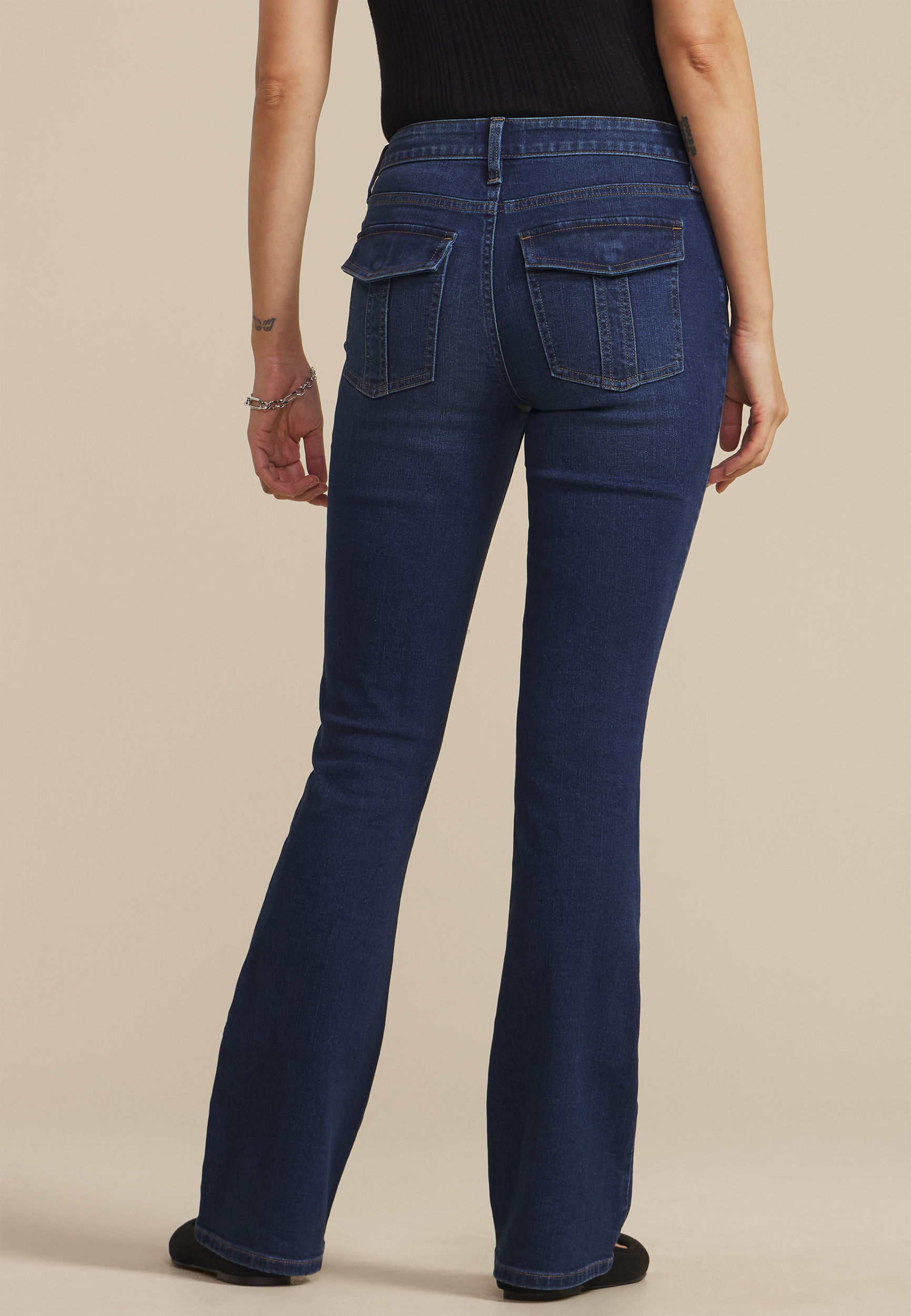 m jeans by maurices&trade; Dark Mid Rise Flap Back Pocket Bootcut Jean, C258, large
