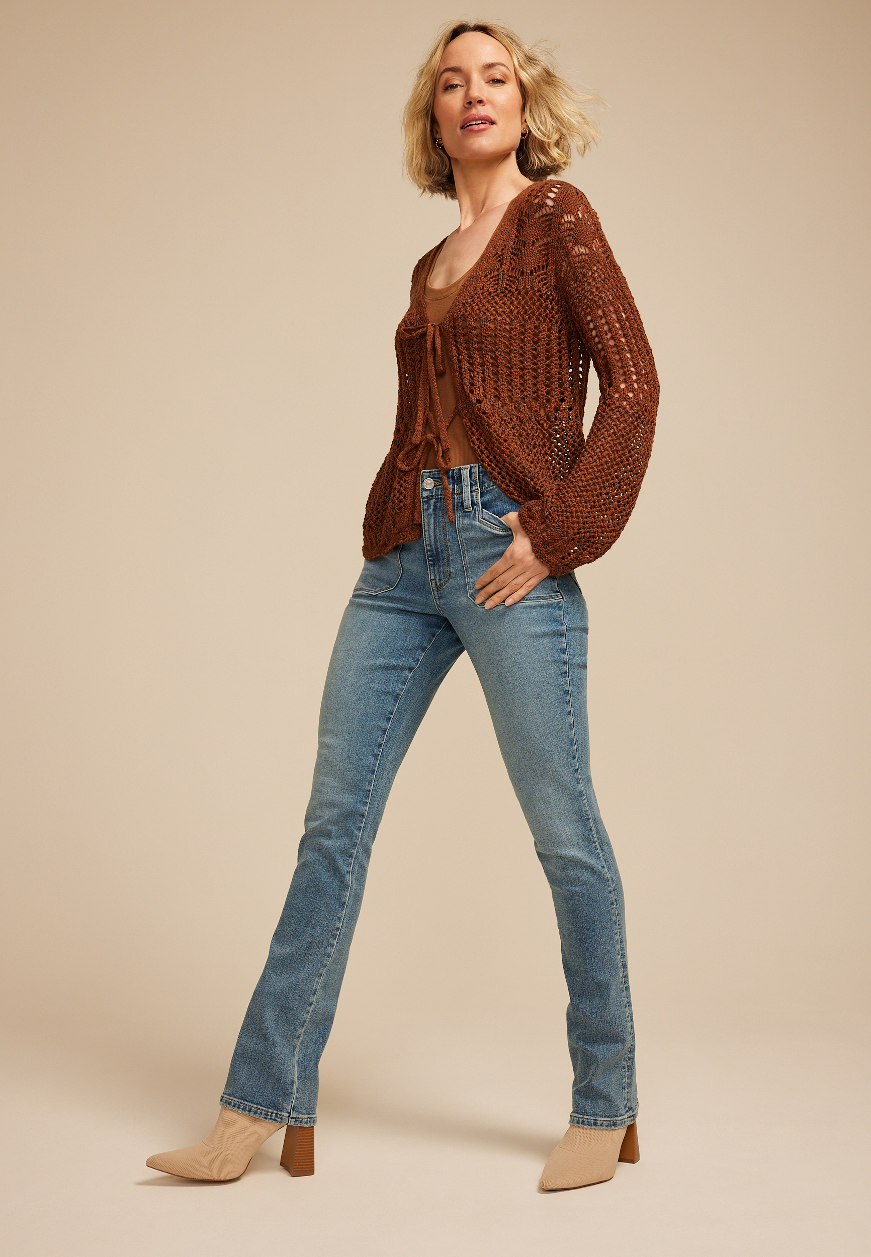 m jeans by maurices™ High Rise Patch Pocket Slim Boot Jean