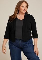 Plus Size Versa Open Front Cropped Blazer, , small