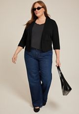 Plus Size Versa Open Front Cropped Blazer, , small