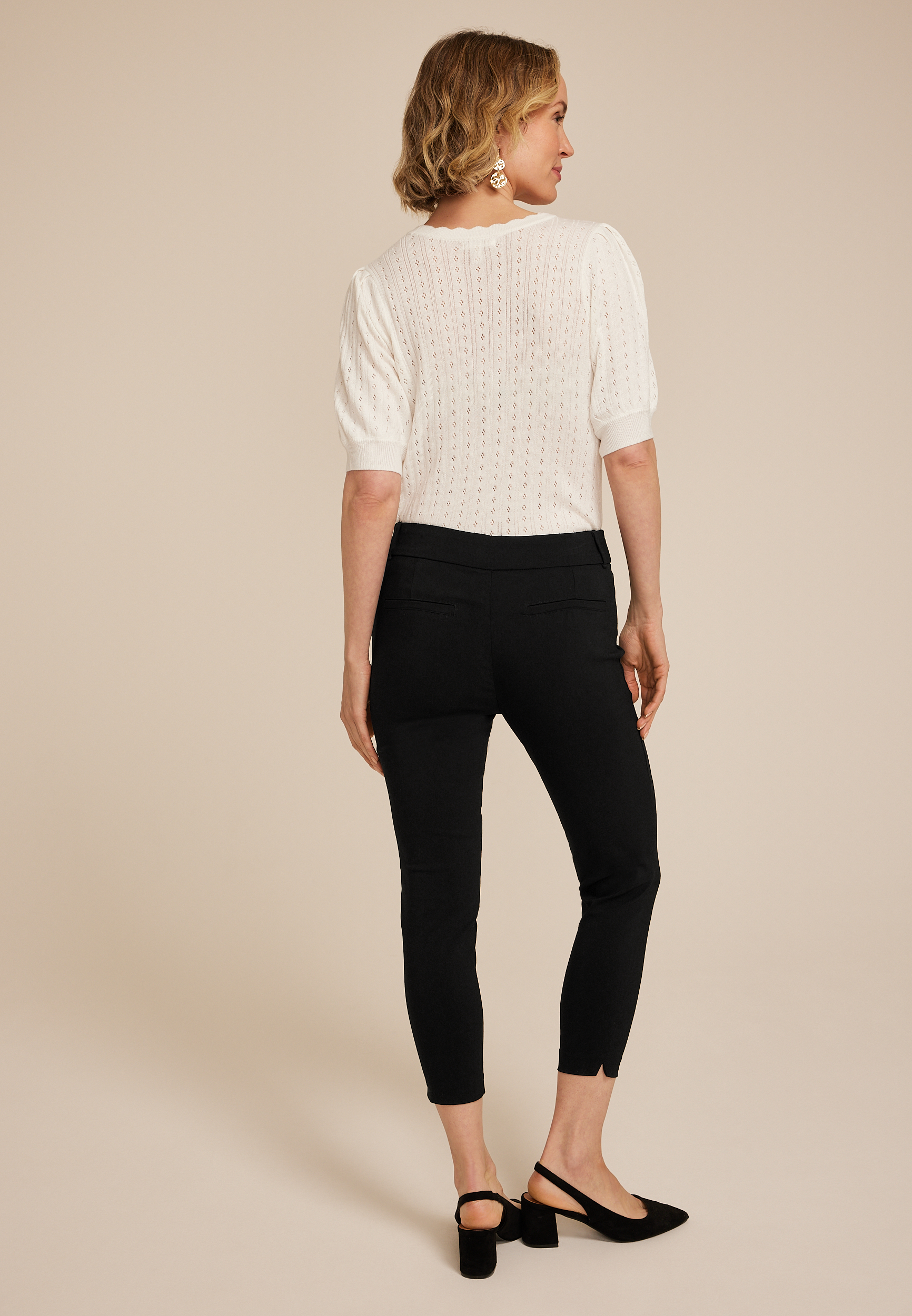Bengaline Mid Rise Cropped Skinny Pant, , large