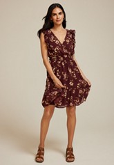 Floral Mesh Flutter Sleeve Midi Dress