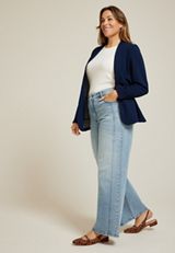 Plus Size High Rise Side Seam Wide Leg Jean, C3337, small