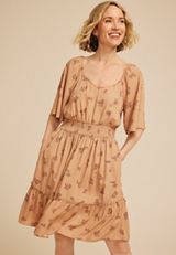 Floral Flutter Textured Skater Dress, , small