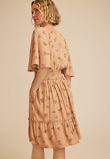 Floral Flutter Textured Skater Dress, , small
