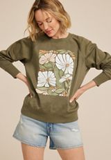 Retro Floral Relaxed Fit Sweatshirt, C7449, small