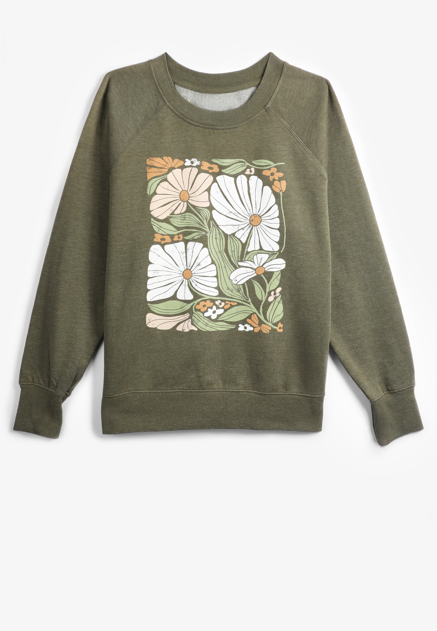 Retro Floral Relaxed Fit Sweatshirt, C7449, large