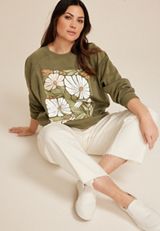 Plus Size Retro Floral Relaxed Fit Sweatshirt, C7449, small
