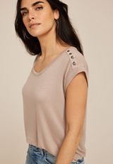 Grommet Shoulder Scoop Neck Tee, C5341, small